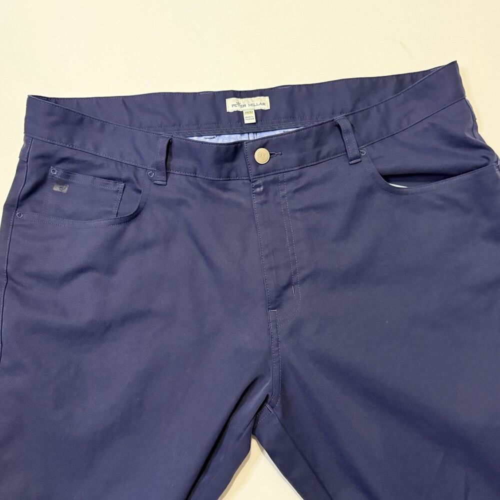 Peter Millar EB66 Pants Mens 38x32 Blue Performance Chino Golf Casual Office